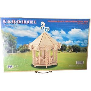 Woodcraft Construction Kit CAROUSEL 148 pcs 3D puzzle Human Article  #1301 NWT